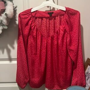 Ann Taylor Pink Leopards Blouse